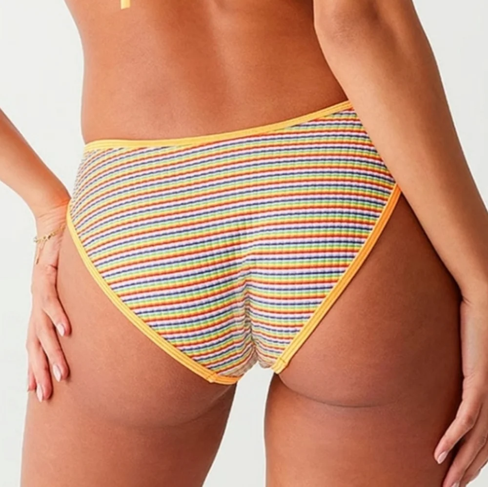 New!Frankies Bikinis Dove Stripe‎ Bikini Bottoms